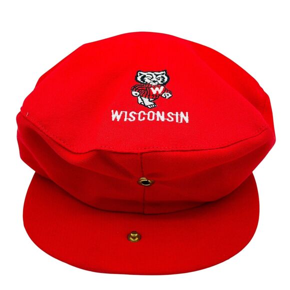 Vintage Collegiate Pacific Wisconsin Badgers Flat Cap Hat Sz Large - Picture 2 of 7